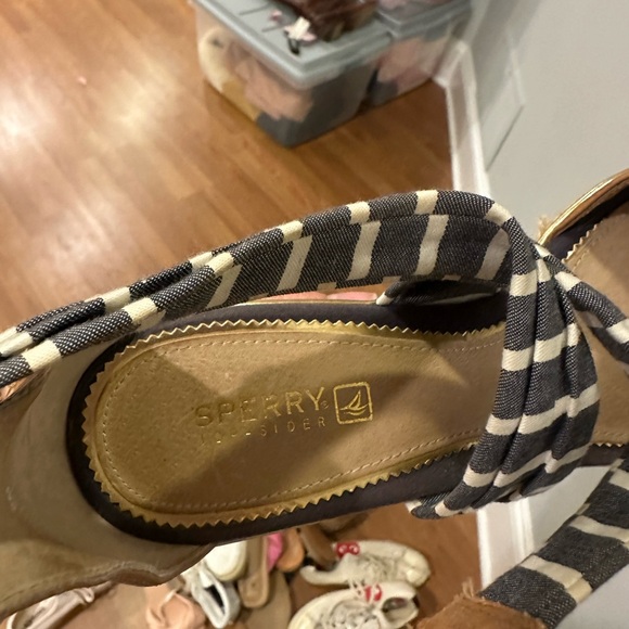 Sperry Striped Wedge Sandals - Brown and Blue - Picture 5 of 6